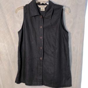 John Paul Richard 100% linen uniform petite sleeveless shirt